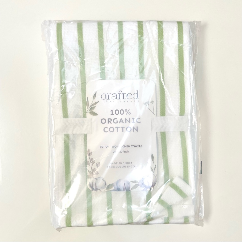 NEW Set of Two 100% Organic Cotton Kitchen Towels